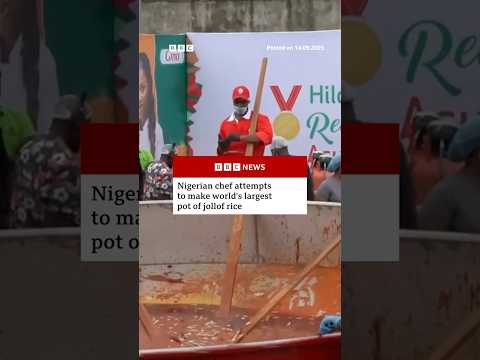 Nigerian chef attempts to make world’s largest pot of jollof rice. #Nigeria #WorldRecord #BBCNews