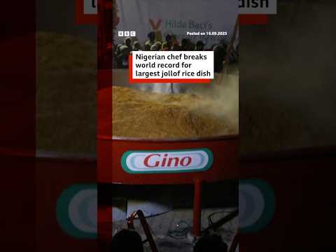 Nigerian chef breaks world record for largest jollof rice dish. #GuinnessWorldRecord #BBCNews