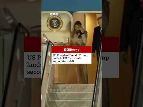 US President Donald Trump lands in UK for historic second state visit. #BBCNews