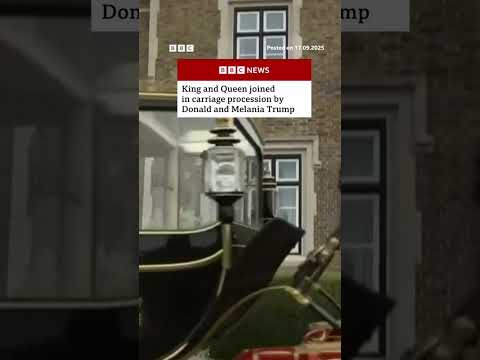 King and Queen joined in carriage procession by Donald and Melania Trump. #RoyalFamily #BBCNews