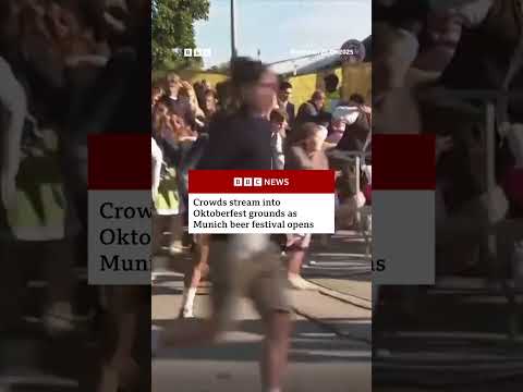 Crowds stream into Oktoberfest grounds as Munich beer festival opens. #Oktoberfest #Munich #BBCNews