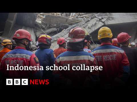 At least three dead and dozens trapped after Indonesia school collapses | BBC News