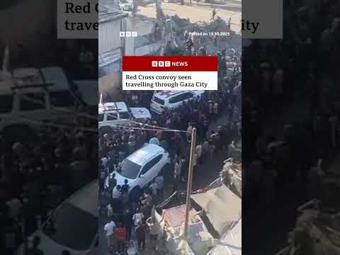 Red Cross convoy seen travelling through Gaza City. #Israel #Gaza #BBCNews