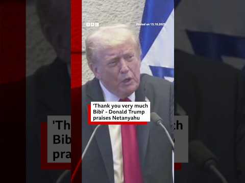 Donald Trump praises Benjamin Netanyahu during speech to Israeli parliament. #Israel #BBCNews