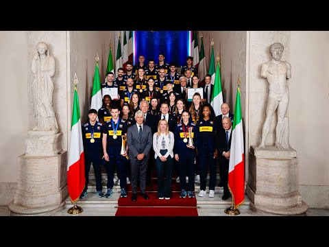 Incontro del Presidente Meloni con le Nazionali italiane femminile e maschile di pallavolo