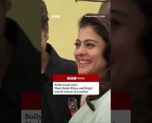 Bollywood stars Shah Rukh Khan and Kajol unveil statue in London. #SRK #DDLJ #BBCNews