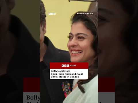 Bollywood stars Shah Rukh Khan and Kajol unveil statue in London. #SRK #DDLJ #BBCNews