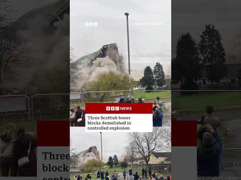 Scottish tower blocks demolished in controlled explosion. #Scotland #BBCNews