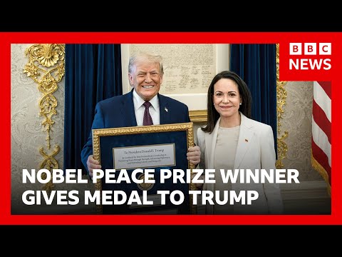 Venezuelan Nobel Peace Prize winner gives her medal to Donald Trump | BBC News