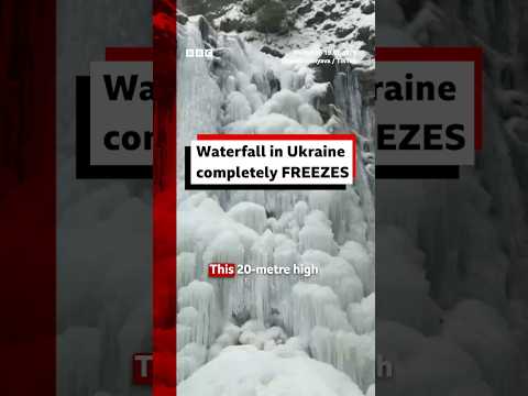 One of the highest waterfalls in Ukraine completely freezes. #Ukraine #Waterfall #BBCNews