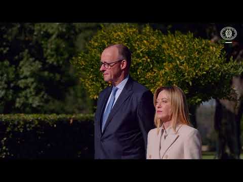 Vertice intergovernativo tra Italia e Germania, la cerimonia di accoglienza al Cancelliere Merz