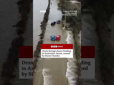 Drone footage shows flooding caused by Storm Chandra. #StormChandra #BBCNews