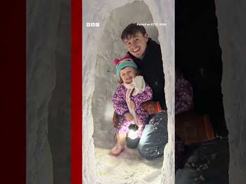 The igloo was built using an old plastic Lego tub to create blocks. #Igloo #Snow  #BBCNews