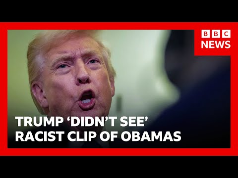 Donald Trump says he &lsquo;didn&rsquo;t see&rsquo; part of video with racist clip depicting Obamas as apes | BBC News