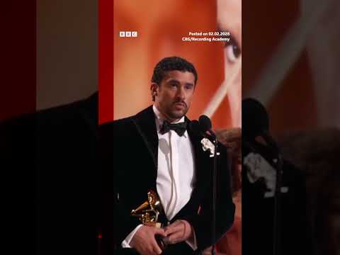 Bad Bunny addresses the Trump administration's immigration crackdown at Grammys. #Grammys #BBCNews