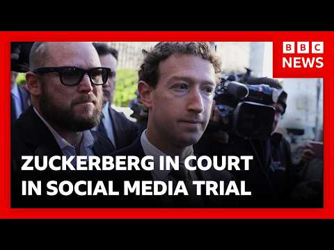 Mark Zuckerberg grilled in landmark social media addiction trial | BBC News