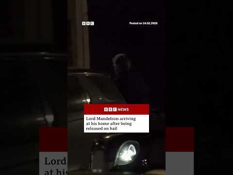 Lord Mandelson arriving at his home after being released on bail. #EpsteinFiles #BBCNews