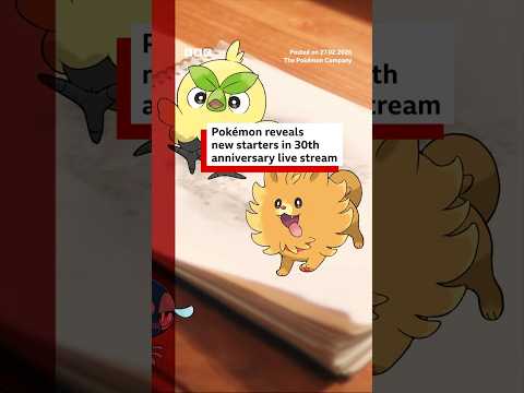 Pokémon reveal new starters in 30th anniversary live stream. #Pokemon #Pokemon30 #BBCNews