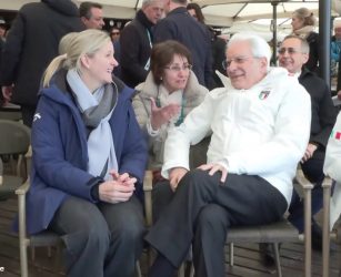 Mattarella sull'Olympia delle Tofane a Cortina per assistere al Super-G donne