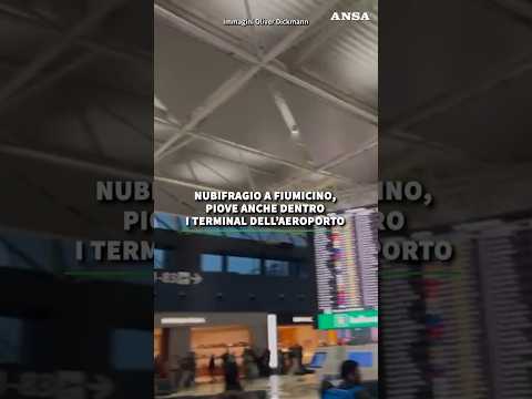 Nubifragio a Fiumicino, piove anche dentro i terminal dell’aeroporto #ansa #news