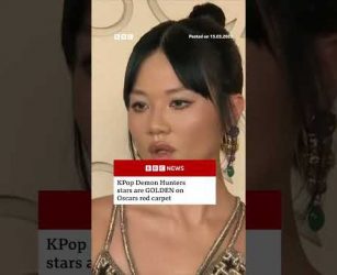 KPop Demon Hunters stars stun in gold at 2026 Oscars. #Oscars #Golden #AcademyAward #BBCNews