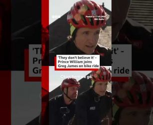 Prince William joins BBC Radio 1's Greg James on bike ride challenge for Comic Relief. #BBCNews