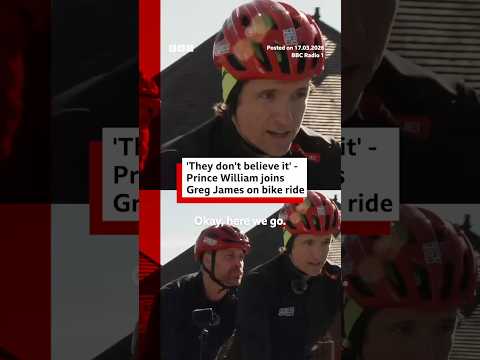 Prince William joins BBC Radio 1's Greg James on bike ride challenge for Comic Relief. #BBCNews