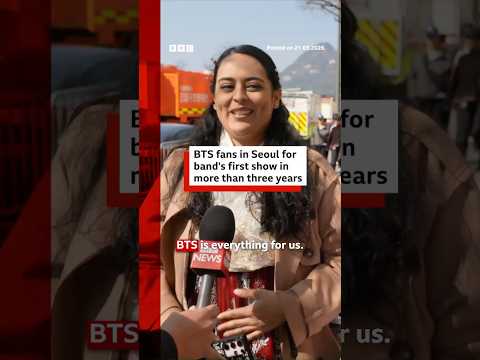 BTS’s show marks the first time the group has performed together since October 2022. #BTS #BBCNews