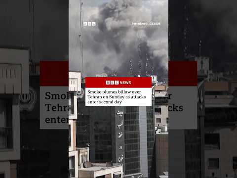 Smoke seen rising above Tehran skies on second day of Israeli and US strikes on Iran. #BBCNews