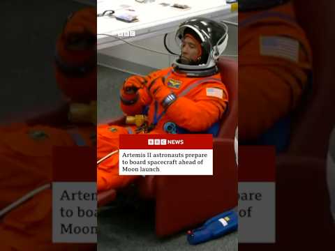 Artemis II astronauts prepare to board spacecraft ahead of Moon launch #ArtemisII #NASA #BBCNews