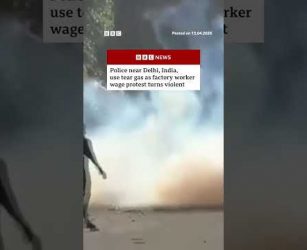 Police near Dehli use tear gas as factory worker wage protest turns violent. #India #BBCNews