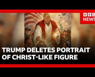 Trump deletes portrait as Jesus Christ figure - after feud with Pope over Iran | BBC News