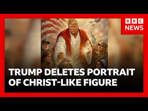 Trump deletes portrait as Jesus Christ figure – after feud with Pope over Iran | BBC News