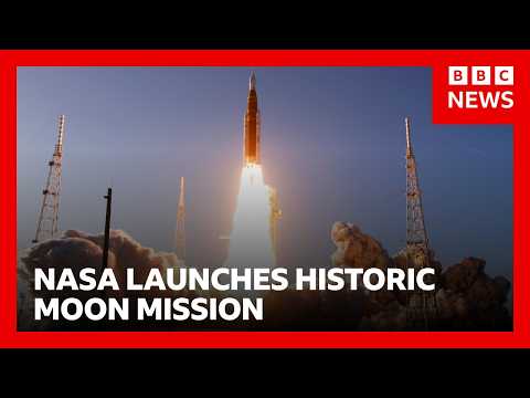 Artemis II roars into space on historic Moon mission | BBC News