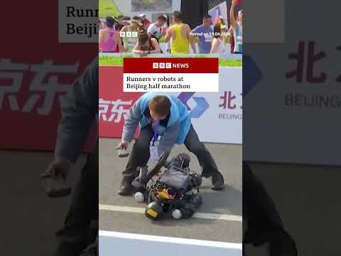 Runners v robots at Beijing half marathon. #China #Beijing #Robots #BBCNews