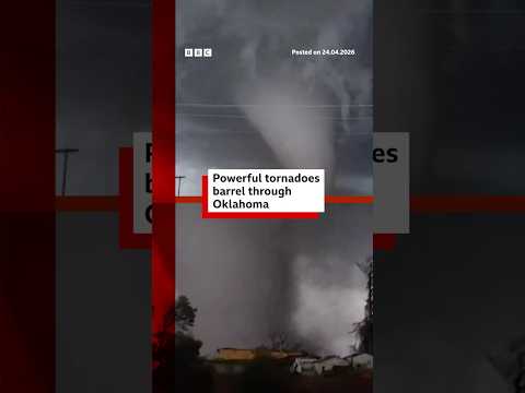 Powerful tornadoes barrel through northern Oklahoma, US.