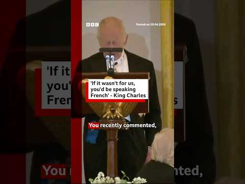 ‘If it wasn’t for us, you’d be speaking French,’ jokes King Charles. #DonaldTrump #BBCNews