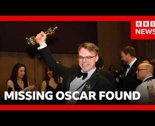 Missing Oscar found after Academy Award winner blocked from taking it on flight | BBC News