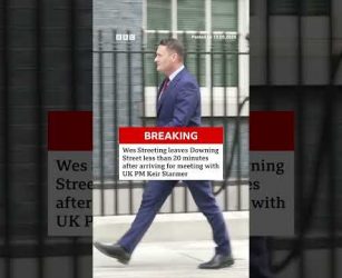 Wes Streeting leaves Downing Street less than 20 minutes after meeting with Keir Starmer. #BBCNews