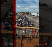 Hundreds of illegal motorbikes crushed in New York City. #NewYorkCity #Motorbikes #BBCNews