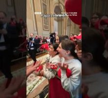 Pope Leo does viral '6-7' meme in the Vatican. #67 #Pope #PopeLeo #Vatican #BBCNews