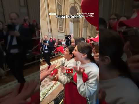 Pope Leo does viral '6-7' meme in the Vatican. #67 #Pope #PopeLeo #Vatican #BBCNews