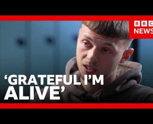 Footballer stabbed seven times recalls train knife attack | BBC News