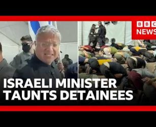 Far-right Israeli minister condemned for taunting handcuffed Gaza flotilla activists | BBC News