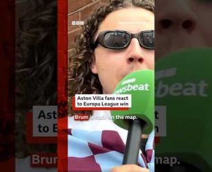 Aston Villa fans react to Europa League win. #EuropaLeague #AstonVilla #BBCNews