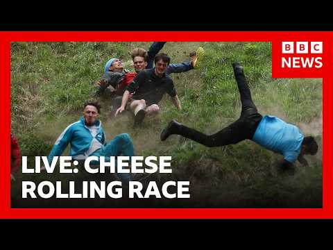 LIVE: Cheese rolling races get off to spectacular start | BBC News
