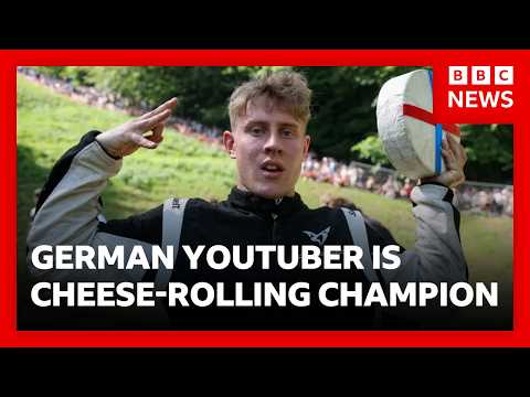 German YouTuber is crowned cheese rolling champion once again | BBC News