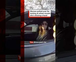 Woman pulled over for texting at wheel reveals she's missing a hand. #Florida #BBCNews
