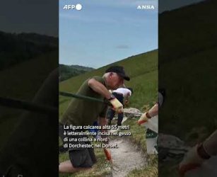 Torna bianco il gigante di gesso di Cerne Abbas #ansa #news