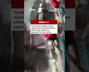 One injured after plane hits truck while landing in Newark. #NewJersey #Plane #BBCNews